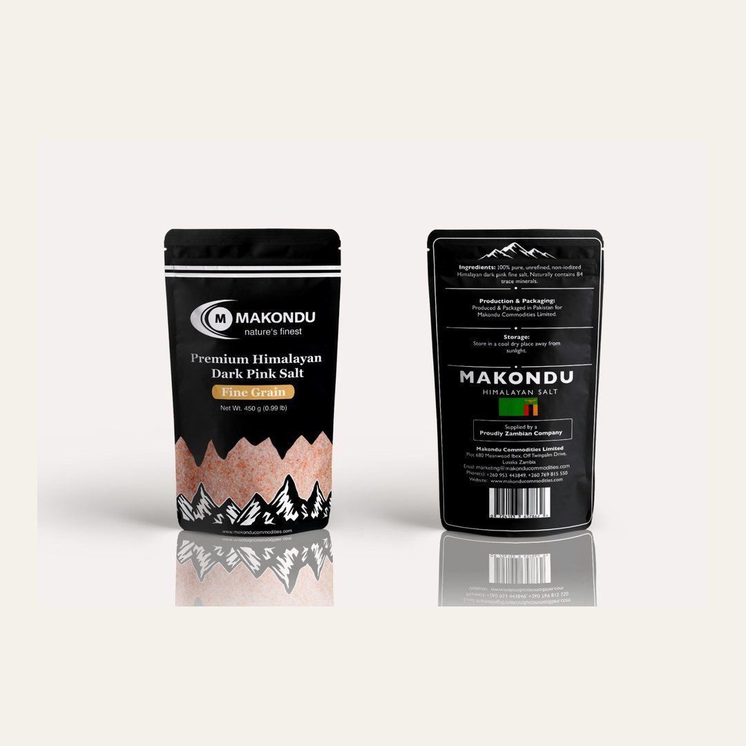 Makondu Himalayan dark pink fine salt standy pouch, 450 g
