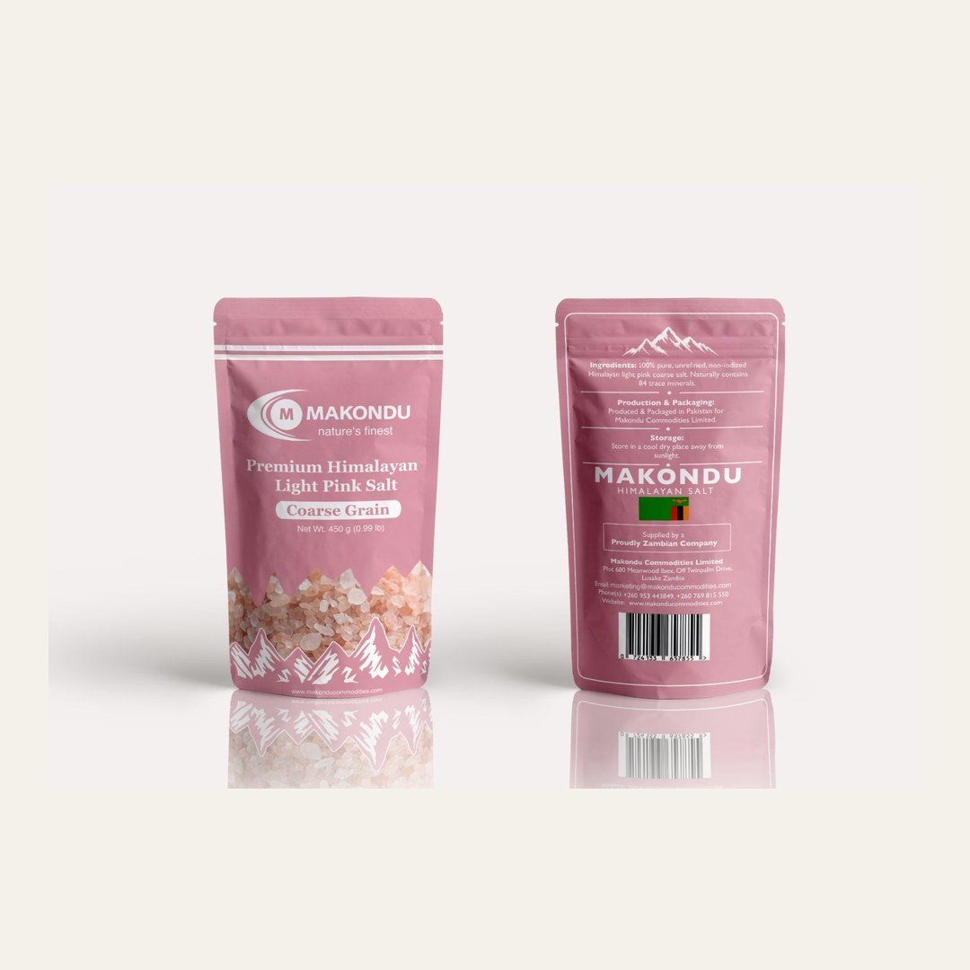 Makondu Himalayan Light Pink Coarse Salt standy pouch, 450 g