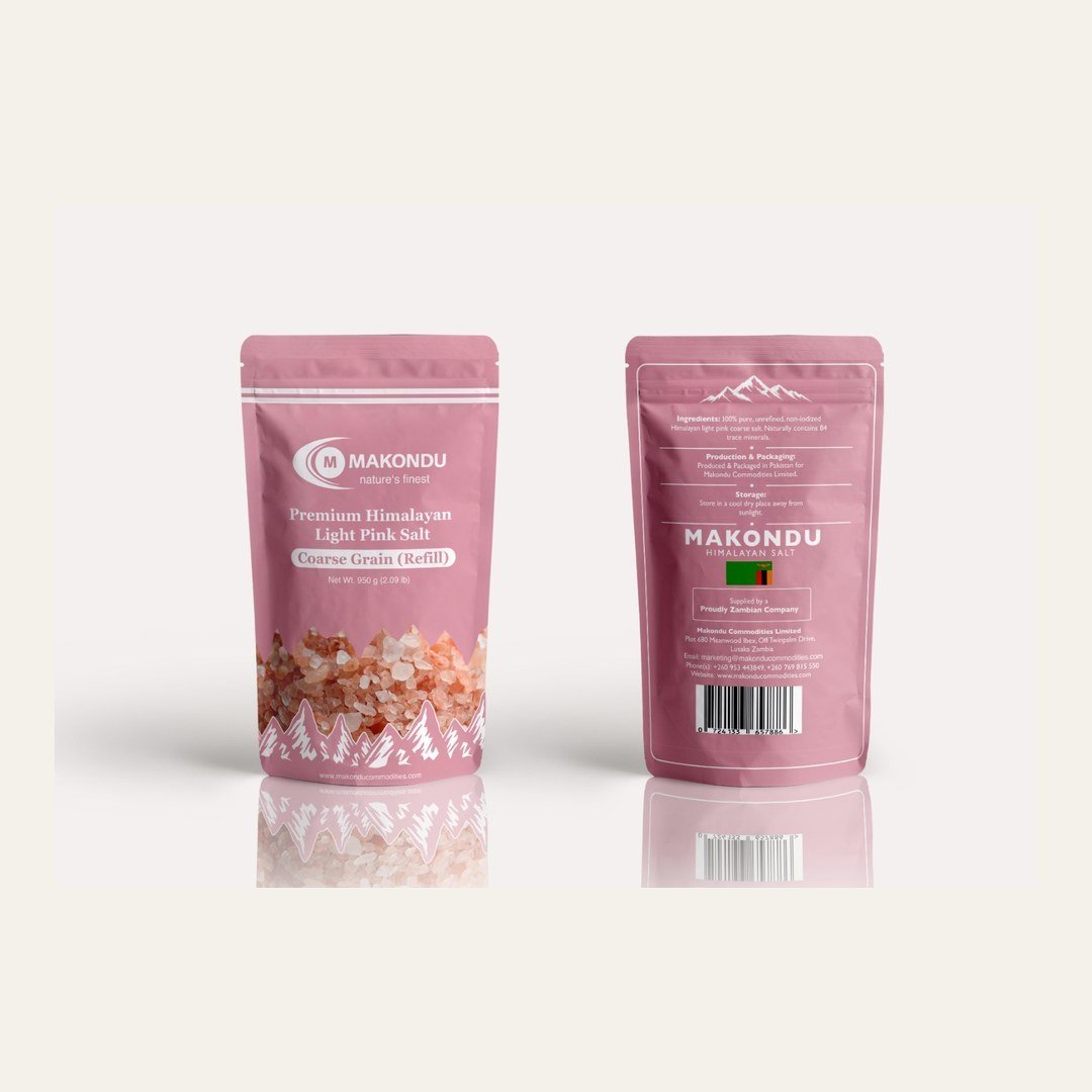 Makondu Himalayan Light Pink Coarse Salt standy pouch, 950 g